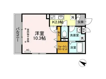 ヴェル ドミール(1K/1階)の間取り写真