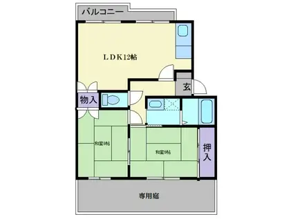 アメニティー草部(2LDK/1階)の間取り写真