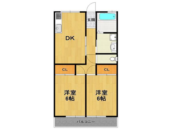 山本不動産第8ビル(2DK/3階)の間取り写真