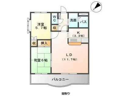 ラフォーレ21(2LDK/2階)の間取り写真