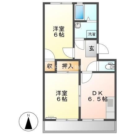 ベルキーシティ(2DK/2階)の間取り写真