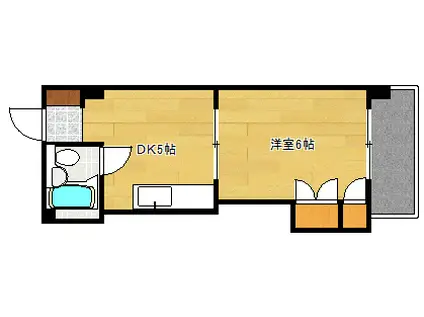 ハイム三滝(1DK/4階)の間取り写真