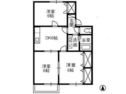 エスポワール都 II B(3DK/2階)の間取り写真