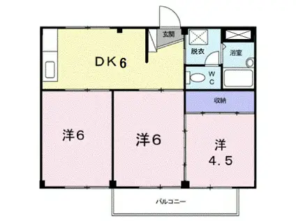 シティハイツ田園(3DK/2階)の間取り写真