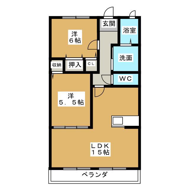 ハートフル柚子(2LDK/3階)の間取り写真