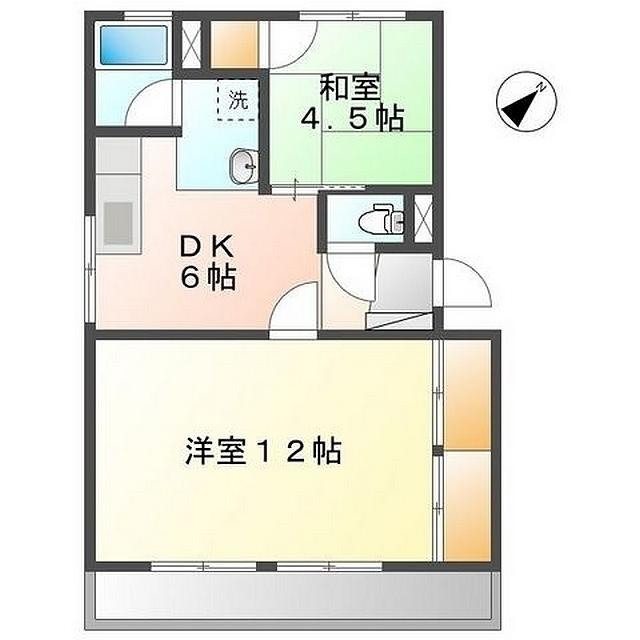コーポ大坪(2DK/1階)の間取り写真
