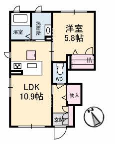 シャーメゾンYUMA(1LDK/1階)の間取り写真
