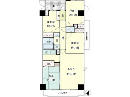 NICEステージ湘南つつじが丘(4LDK/6階)の間取り写真