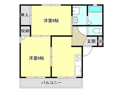 ドミールA(2DK/2階)の間取り写真