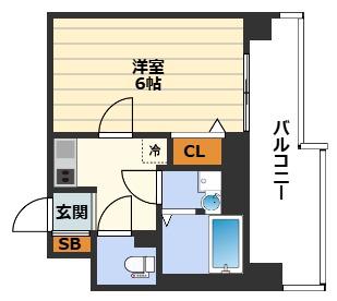 エスリードレジデンス梅田グランゲート(1K/2階)の間取り写真