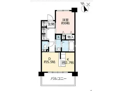 UR浜甲子園なぎさ街22号棟(1DK/6階)の間取り写真