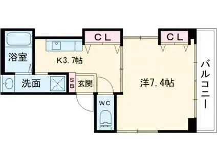 KSマンション(1K/4階)の間取り写真