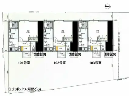 愛スリー(1K/2階)の間取り写真