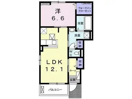アンジュの家I(1LDK/1階)の間取り写真