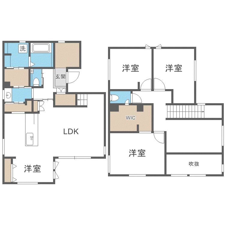 あいの里一条戸建(4LDK/1階)の間取り写真