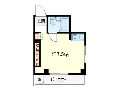京成本線 京成小岩駅 徒歩2分 4階建 築38年(ワンルーム/4階)の間取り写真