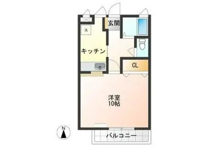 サニーサイド(1K/1階)の間取り写真