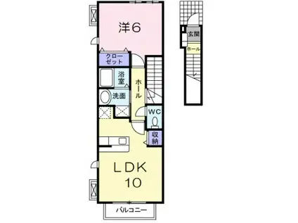 SUNS GARDEN中央I(1LDK/2階)の間取り写真