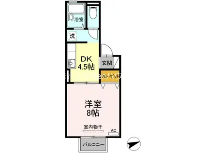 シャトル沖浜C(1DK/1階)の間取り写真