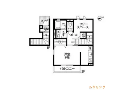 クレール ヴェールメゾンI(1K/2階)の間取り写真