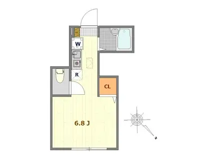 バーミープレイス調布II(ワンルーム/1階)の間取り写真