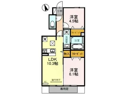 エソラ ソレーユ田寺東(2LDK/1階)の間取り写真