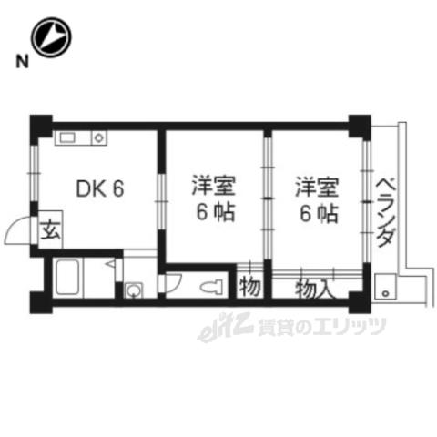 シャトー葛野(2DK/3階)の間取り写真
