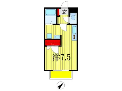 ベルリード(1K/1階)の間取り写真