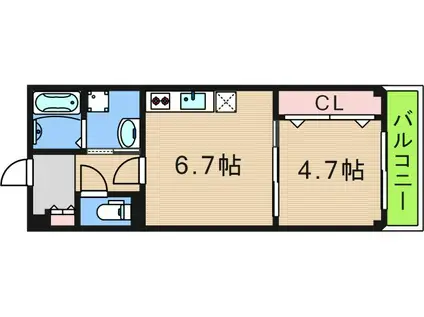 GARDENIA天王寺南(1DK/1階)の間取り写真