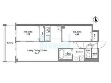 ザ・グラヴィティ新宿(2LDK/2階)の間取り写真