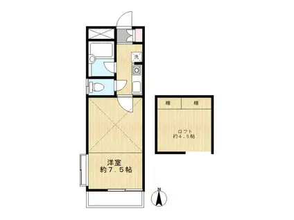 クレセントハイツ富士見(1K/2階)の間取り写真