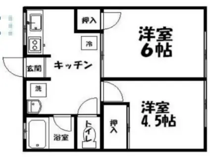 シティハイム せきやま(2K/1階)の間取り写真