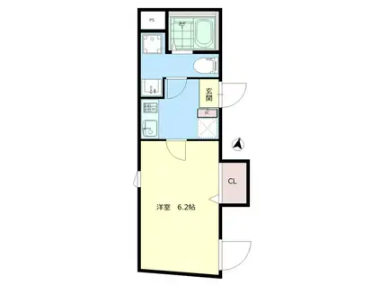 ルディアス プリズム(1K/1階)の間取り写真