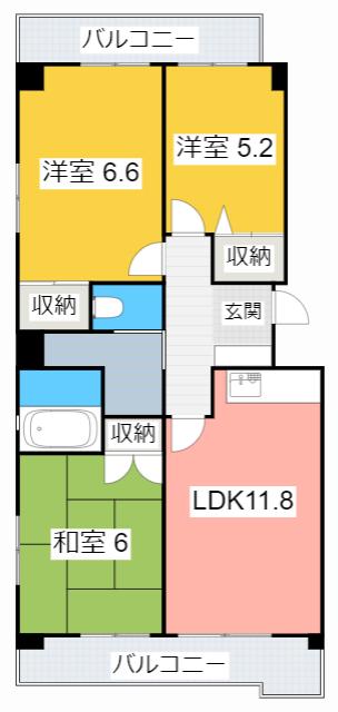 ブライトンビラ(3LDK/3階)の間取り写真
