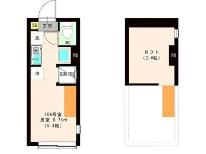 ハーモニーテラス東新町II(ワンルーム/1階)の間取り写真