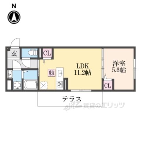 FLEURⅡ(1LDK/1階)の間取り写真
