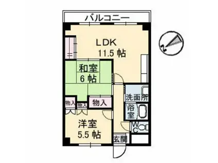 シェソワホリオ(2LDK/5階)の間取り写真