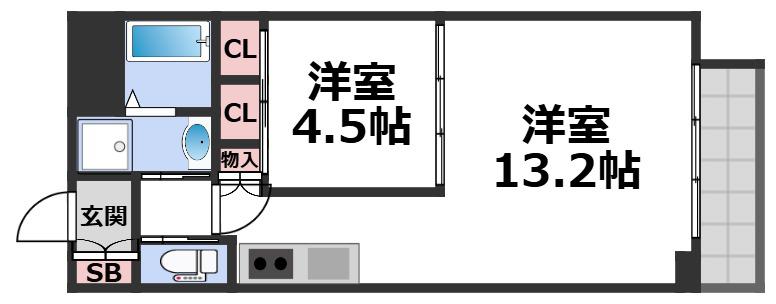 プレジオ永和ASIAN(1LDK/9階)の間取り写真