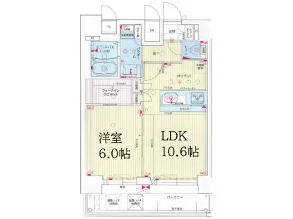 プレサンス九条グランデリーヴ(1LDK/12階)の間取り写真