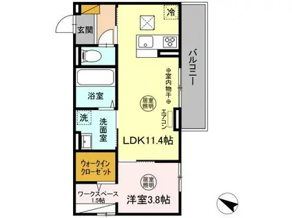 ウエスト・パーク A(1LDK/1階)の間取り写真