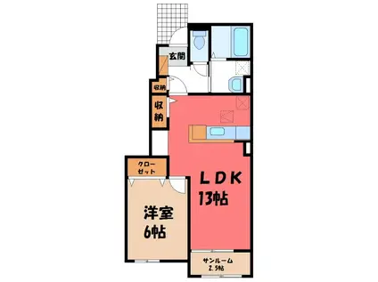 フローラI(1LDK/1階)の間取り写真