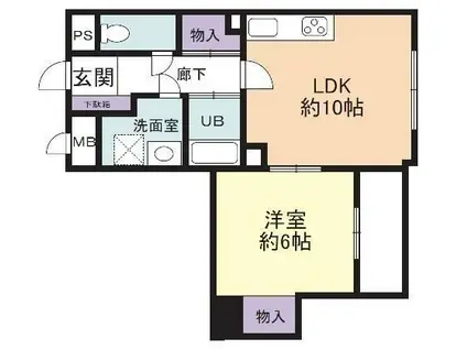 リビエール宮の坂(1LDK/2階)の間取り写真