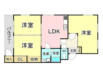 エメラルドハイツ大里II(3LDK/3階)の間取り写真