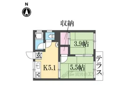 矢田口ハイツ(1LDK/1階)の間取り写真