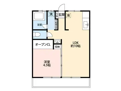 ミリオンハイツ(1LDK/1階)の間取り写真