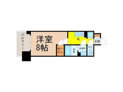 プレサンスジェネ千種内山II(1K/7階)の間取り写真