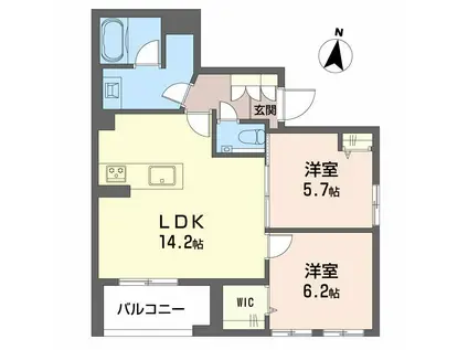 メゾンヒルズ瑞穂(2LDK/1階)の間取り写真