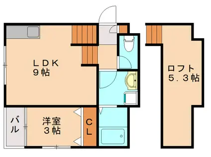 シャーンティ前原(1LDK/2階)の間取り写真