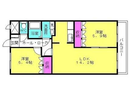 GRANBEL ITOH(2LDK/2階)の間取り写真