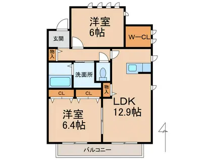 和歌浦ガーデンテラス(2LDK/1階)の間取り写真
